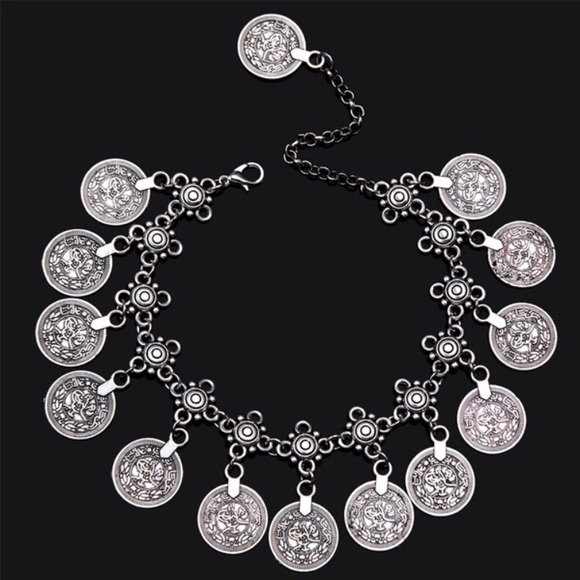 Boho Coin Anklet - Antiqued Pirate Gold - Picture 6 of 8